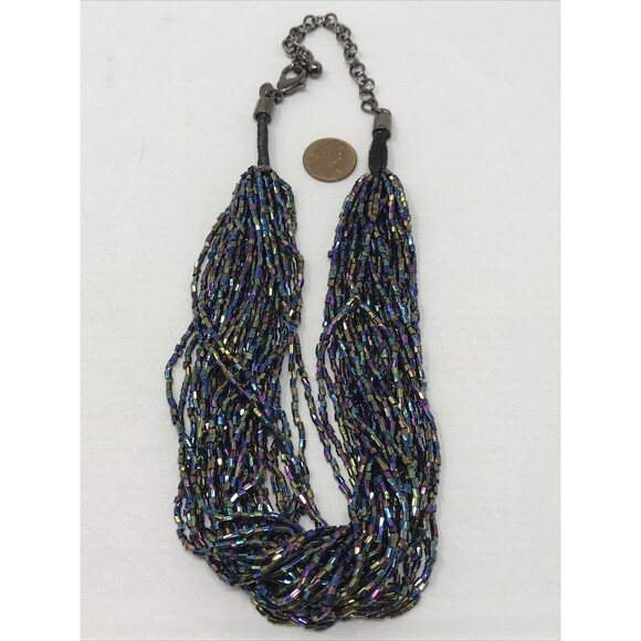 Chico's Jewelry - CHICO'S Necklace Multi Strand Iridescent Statement Beaded Chunky